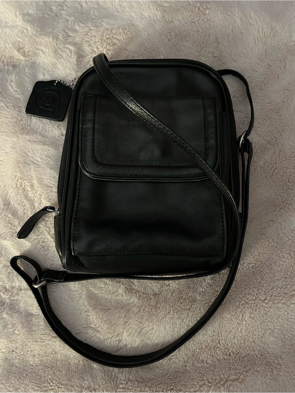 Osgoode Marley Black Leather RFID Mini Organizer Crossbody Camera Bag